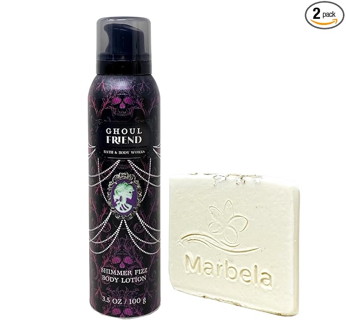 Bath & Body Works Ghoul Friend Shimmer Fizz Body Lotion with a Natural Oats Sample Soap
