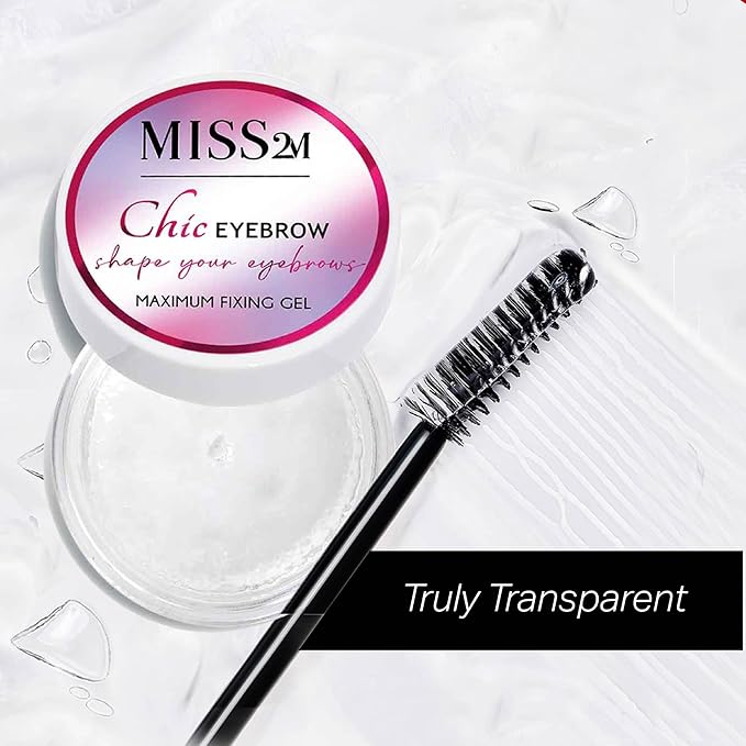 Chic Clear Gel for Eyebrows Styling, Shaping & Setting Brow Gel Clear Pomade for Brows with Angled Eyebrow Brush, 0.50 Fl Oz
