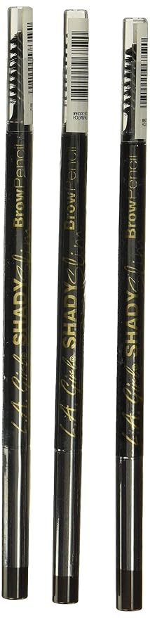 L.A. Girl Shady Slim Brow Pencil, Blackest Brown, 0.003 oz(Pack of 3)