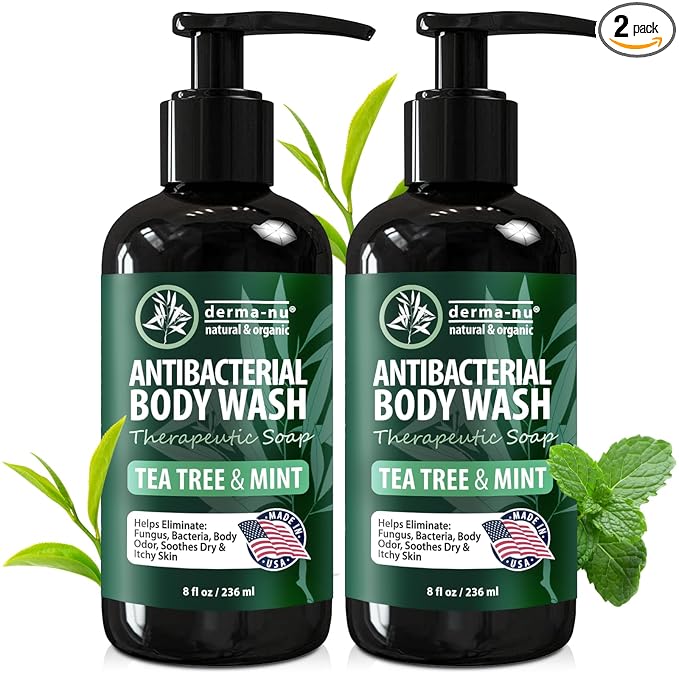 Antibacterial Body Wash - Antibacterial Soap And Tea Tree Body Wash For Jock Itch, Athletes Foot, Eczema And Back Acne - Anti Bacterial Body Soap For Men And Women Safe For All Skin Types - 2 Pack