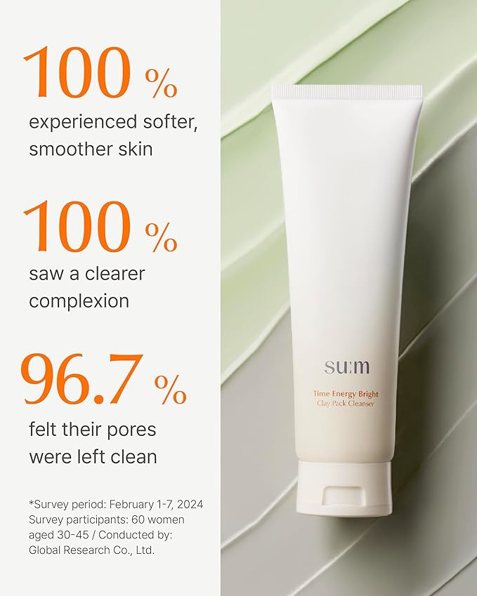 SU:M 2-in-1 One Minute Clay Mask & Facial Cleanser (5.07 fl oz) - Pore Minimizing, Blackhead Remover & Exfoliation, Gentle Hydrating Face Wash for Sensitive Skin, Korean Skin Care