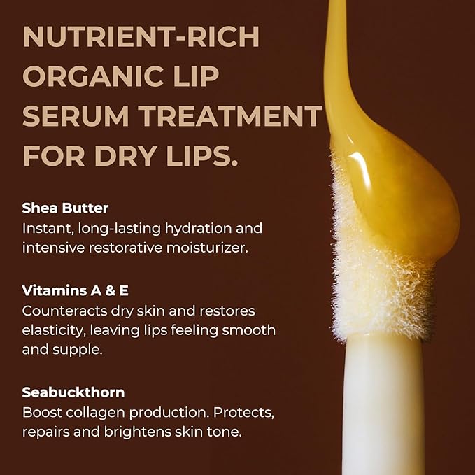 INIKA Organic Lip Serum | Treatment for Dry Lips, Restorative Skincare Ingredients, Deeply Hydrating, Intensively Moisturising. Regenerative Formula. 100% Natural + Vegan. 5mL