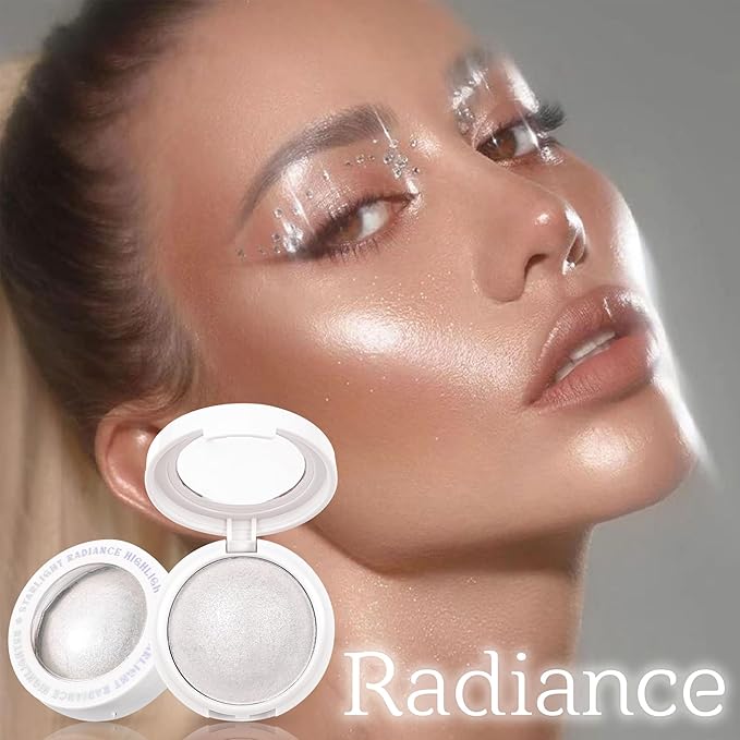 Brown Chromatic Highlighter, Face Glitter Starlight Radiance Chromatic Highlighter, Long Lasting High Pigmented Waterproof Multi-function Glitter Eyeshadow Rainbow Face Paint, #04