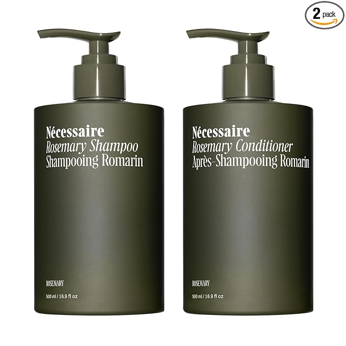 Nécessaire Rosemary Hair Duo | Multi-Protein Strengthening Rosemary Shampoo and Conditioner Set For Thinning Hair. For Women + Men. Free Of Sulfates. Color-Safe. 500 ml / 16.9 fl oz
