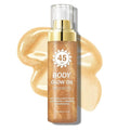 Glitter Sunscreen Oil with Coconut,SPF 45 Broad Spectrum,Body Shimmer Oil with Gold Mica,Lightweight Non-Sticky,Water Resistant,Glowing Results,3.72 fl oz,AMBER