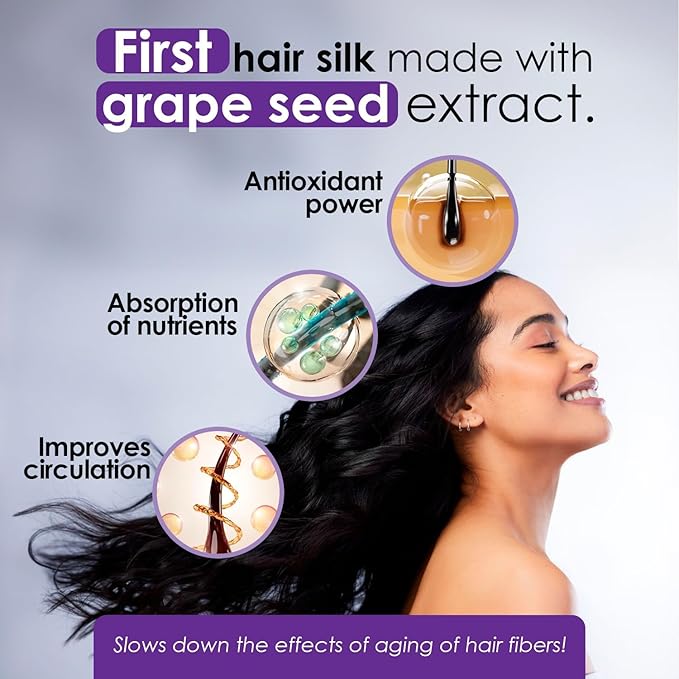 OURO Anti-Frizzy Hair Silk with Grape Seed Extract - Restores, Strengthens, Smooths, Provides Extreme Protection, Prevents Split Ends, Adds Shine (2.20 Fl Oz)