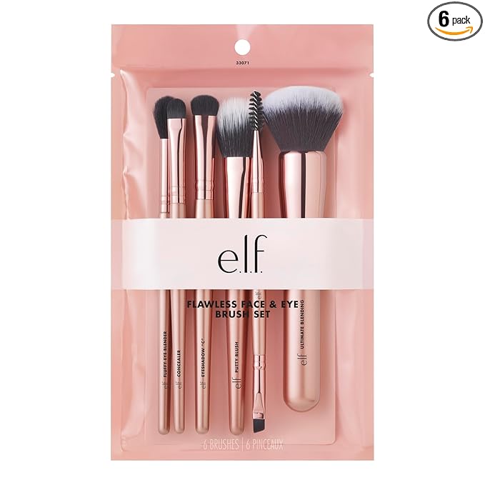 e.l.f. Flawless Face Kit, 6-Piece Brush Collection, Brushes For Face, Eyes & Brows, Vegan & Cruelty-Free