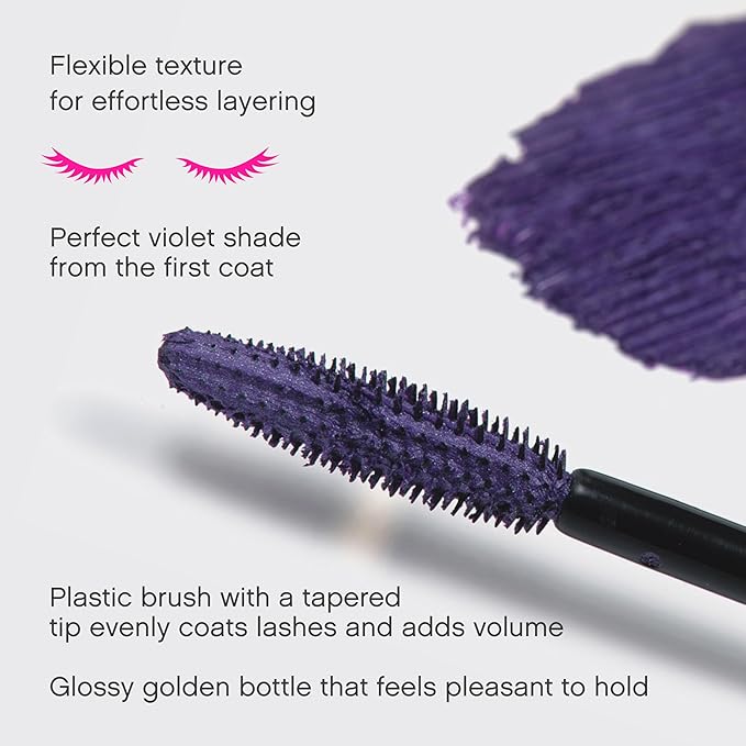 Vivienne Sabó Cabaret Premiere Purple Mascara, Volume and Length, Defining, Curling, No Flaking, No Clumping, Smudge Proof, Washable, Cruelty-Free, Made in Europe, (04 Purple), 0.3 Fl Oz, 1 Pack