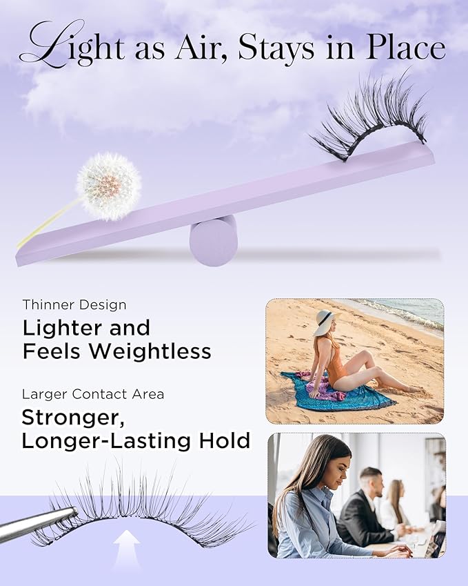 BEYELIAN Magnetic Eyelashes with Applicator Kit, Upgrade Soft Magnetic Lashes Reusable False Eyelashes Natural Look, No Glue Needed Eyelashes for Daily Work Magic-13(Lightweight & Comfortable)