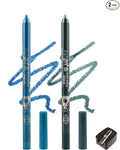 Sky Blue Teal Eyeliner Pencil Gel, Multi-Use Colorful Eyeliner Waterline Waterproof Smudge-Proof Long Stay, High Pigmented Shimmer Cream Eye Liner Pen with Sharpener, Safe for Sensitive Eyes Makeup