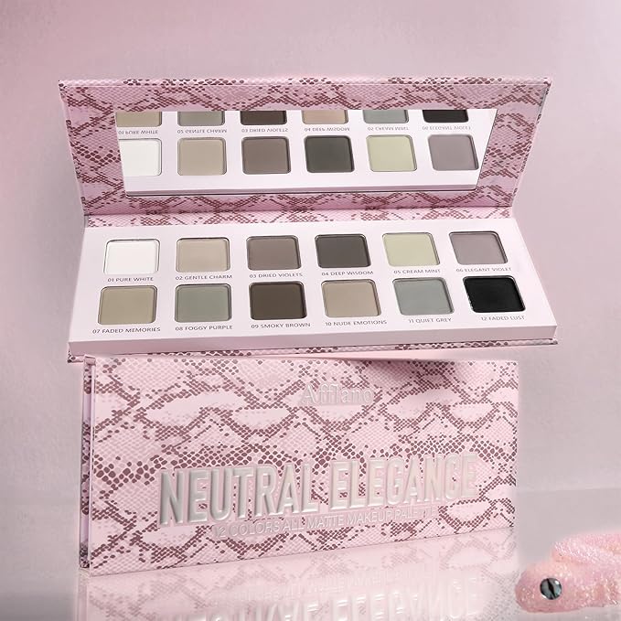 All Matte Neutral Eyeshadow Palette, Cool Toned Grey Smoky Eyeshadow Palette for Hazel Brown Eyes, High Pigmented Mauve Taupe Natural Eye Shadow Pallet for Older Women, Blendable & Long Last,Talc Free