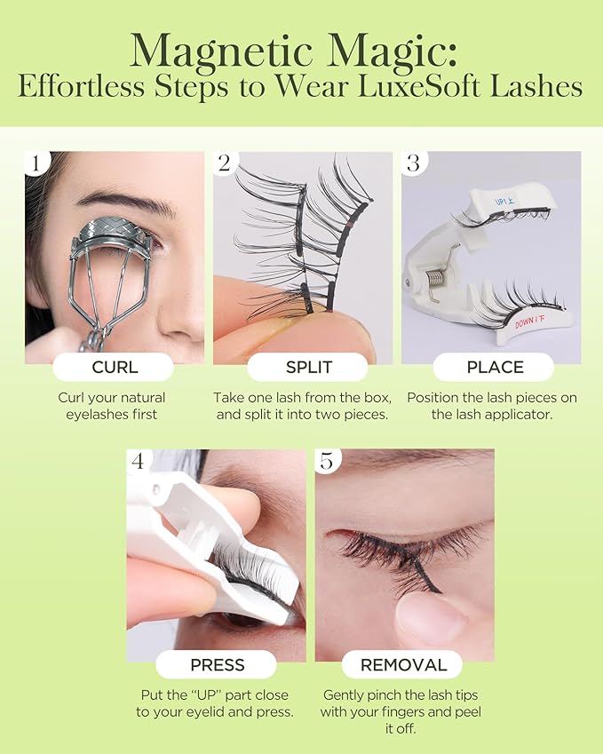 BEYELIAN Magnetic Eyelashes with Applicator Kit, Upgrade Soft Magnetic Lashes Reusable False Lashes Natural Look, No Glue Needed for Eye (Lightweight & Comfortable)