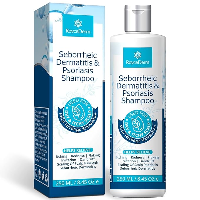 Roycederm Seborrheic Dermatitis & Psoriasis Shampoo for Dandruff - Helps Relieve Itching, Flaking & Scaling, Dry Itchy Scalp