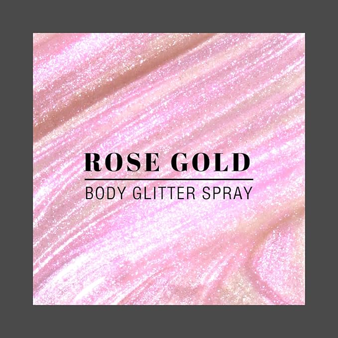 HOSAILY Body Glitter Spray - Rose Gold Body Shimmer for Face, Hair & Body, Moisturizing Luminizer Glow Illuminator, Quick-Drying Sparkling Glitter Spray Liquid Highlighter Makeup (#08)