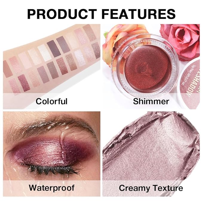FeiCuiYun Cream Glitter Light Champagne Shimmer Metallic Eyeshadow Palette Makeup For Mature Women, Mini Instant Holographic Eyeshadow, Sombras Crema Para Ojos, Talc, Paraben & Cruelty Free, 730