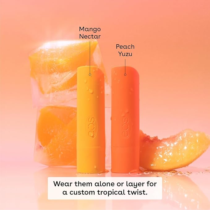 eos Flavor Lab Secret Menu Lip Balm - Peach Yuzu, Limited-Edition, Moisturizing, Hydrating for Dry Lips, Variety Pack, 0.14 oz, 2-Pack