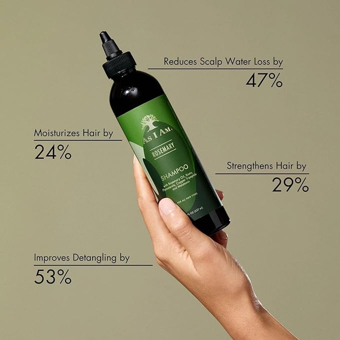 As I Am Rosemary Shampoo 8 oz - Scalp Treatment for Hair Density - with Biotin & Saw Palmetto