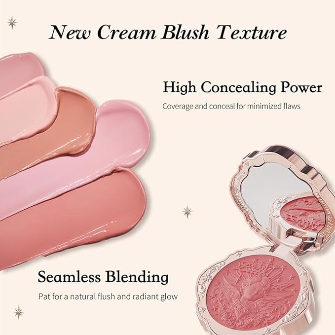 Flower Knows Little Angel Cream Blush and Matte Lipstick Set,Buildable & Blendable Velvety Makeup,Soft Long-Lasting Cute Make Up(Blush 04 Rose Ashes + Lipstick C05 Choir)