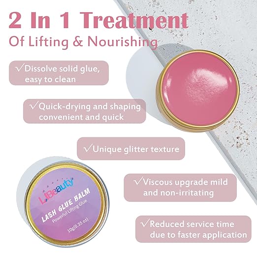 Libeauty Lash Lift Balm Lash Lift Glue Adhesive Strong Sticky Fruit Flavor Eyelash & Eyebrow Perm Glue Balm Brow Lamination Gel (Pink Peach, 10g/0.35oz)