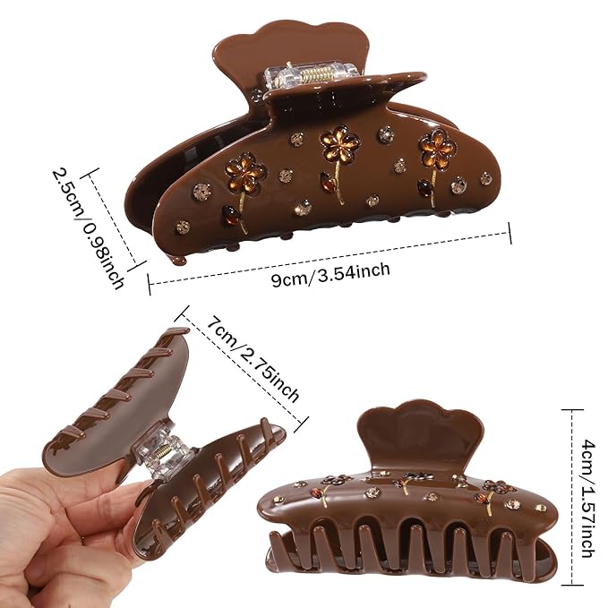 HAIMEIKANG 2 PCs Acrylic Bow Hair Claw Clips for Women - Cute Banana Non-Slip Strong Hold Barrettes Y2K Hair Clips for Thick Thin Hair