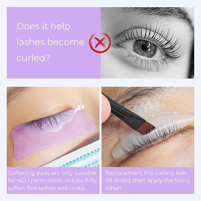 PERMANIA Lash Lift Pads Softening, 2Pcs Professional Korean Lash Lift Ultra Thin Eyebrow Covering Film (Purple)