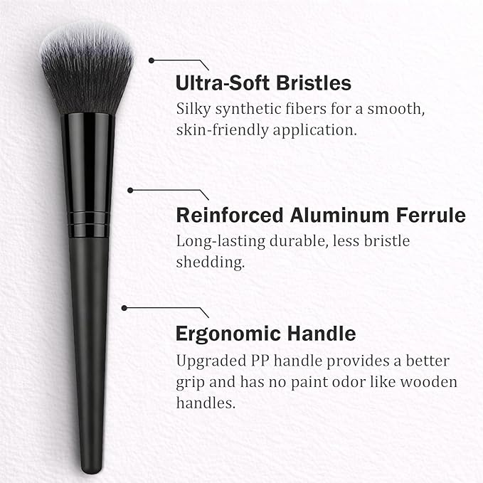 32Pcs Makeup Brushes Set Professional Makeup Kit – Foundation Powder Concealers Blush Eye shadows 25 Pcs Brushes with 4 Makeup Sponge & 3 Powder Puff (Black)