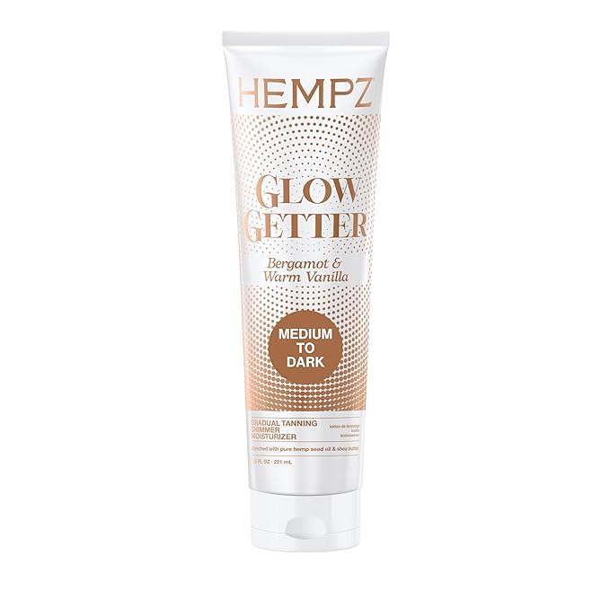 Hempz Glow Getter Gradual Self-Tanning Lotion – Medium to Dark, 7.5 oz | Natural Golden Tan, Summer Glow, Vegan Hydrating Moisturizer for legs, arms and body