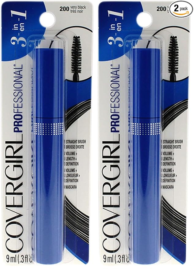 COVERGIRL Professional Mascara Regular Brush Very Black 200, (Packaging may vary) 0.3 Fl Oz (Pack of 2)