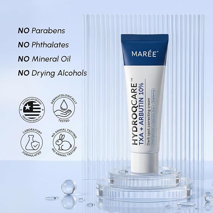 MAREE Tranexamic Acid & Alpha Arbutin Cream - Face Cream with Niacinamide, Hyaluronic & Azelaic Acid - Crema para Manchas Oscuras en la Cara