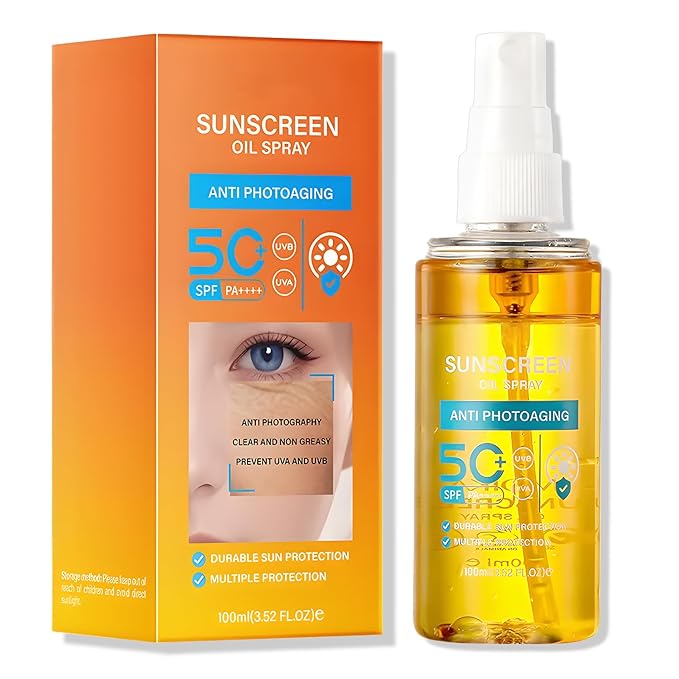 DAMUSI Sunscreen Oil Body Sunscreen Spray Spf 50 Glow Sunscreen Mist Hydration Lightweight Spf Body Oil,Broad Spectrum UVB/UVA Protection
