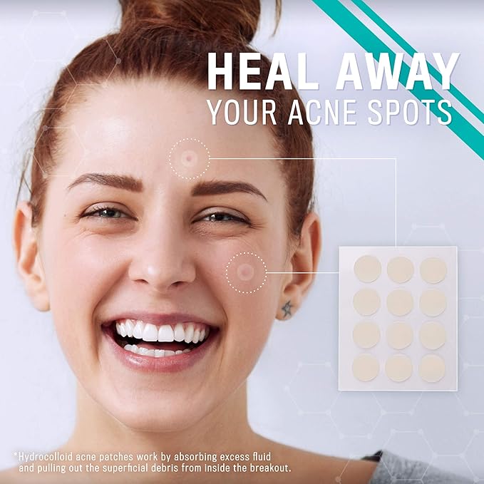 LotFancy Hydrocolloid Bandages, 12 Blister Pads and 12 Acne Patches, Heel Blister Prevention Protection & Healing, Waterproof Seal Gel Blister Cushions for Feet, Toe, Sterile