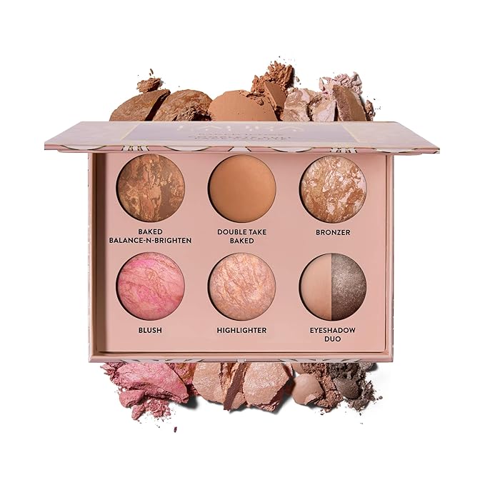 LAURA GELLER Baked Icons Complete Full Face Palette, Deep | All-in-One Makeup Palette with Baked Foundations, Blush, Bronzer, Highlighter, Eyeshadows | Coverage for Mature Skin | Travel-Friendly