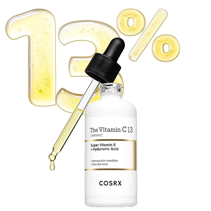 COSRX Pure Vitamin C 13% Serum (Renewal) with Vitamin E & Hyaluronic Acid, Korean Vitamin C Serum, Hydrating Facial Serum for Uneven Skin Tone, Dull Skin, 0.67 oz, Korean Skin Care