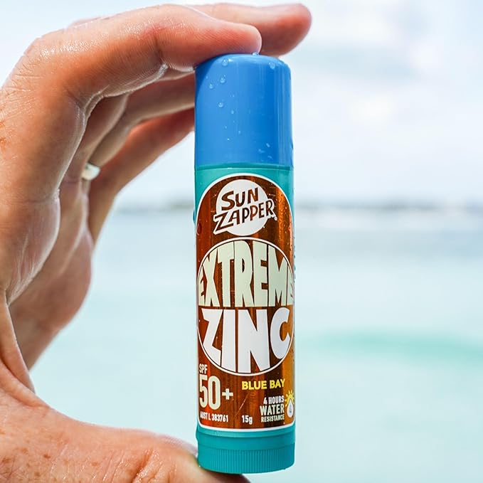 Sun Zapper Extreme Zinc Sunscreen Stick SPF 50+ Blue Bay – Colored Water Resistant Mineral Sunscreen for Face, Zinc Oxide Surf Sunscreen Stick for Water Sports, 15g (0.53 oz), Australian Made