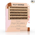 Silly George Pop-On Lashes - DIY 1-Step Pre-Glued Faux Eyelash Clusters, Natural Look Extensions, Light Brown - Flaunt, 5-7 Pair Set, Pack of 60 Clusters