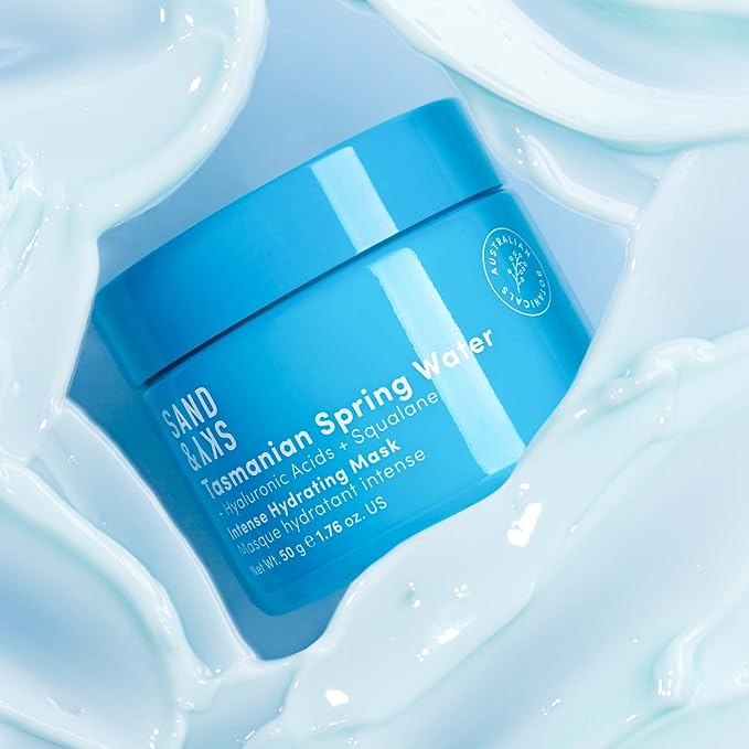 Sand & Sky Face Mask Hydrating Skincare with Hyaluronic Acid - Tasmanian Spring Water Intense Hydration Facial Mask, Skin Barrier Repair, Soothes Redness, Anti Aging Sleeping Mask, Australian Beauty