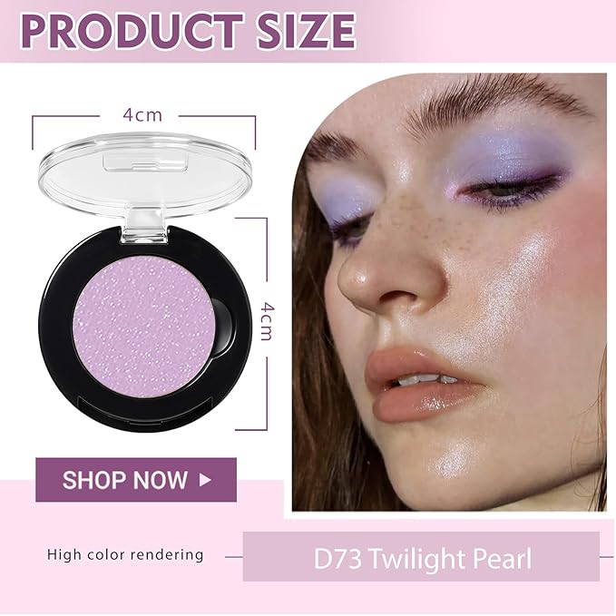 Refillable Eyeshadow Palette - Matte/Glitter/Duo-Chrome Pressed Powder & Cream Formula, Neutral/Shimmer/Smokey Multichrome, Travel-Friendly Iron Pan Refills (ShImmer, D73)