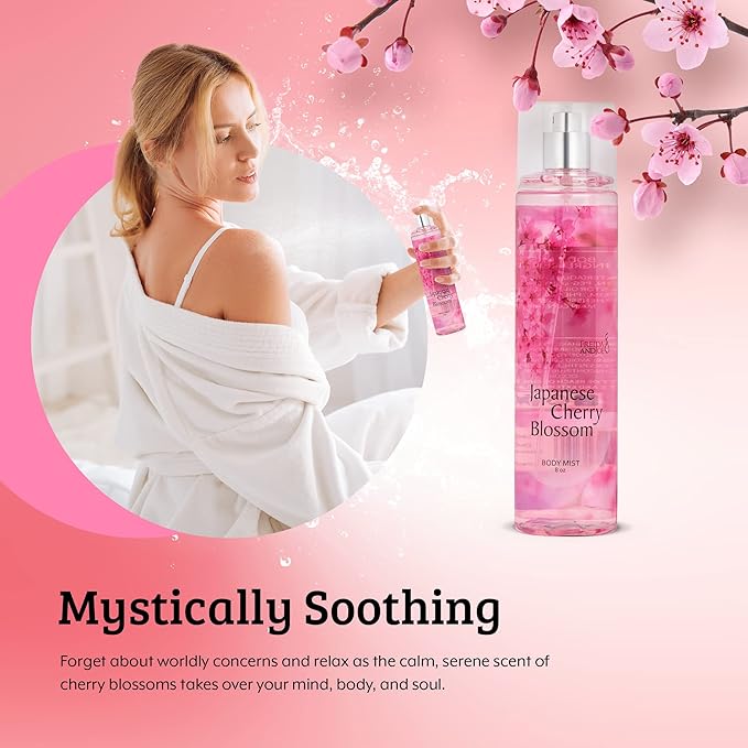 Freida and Joe Cherry Blossom Body Mist: A Luxurious 8 oz Gift for Her, Exquisite Floral Scent, Ideal Stocking Stuffer Fine Women Body Spray for Mom