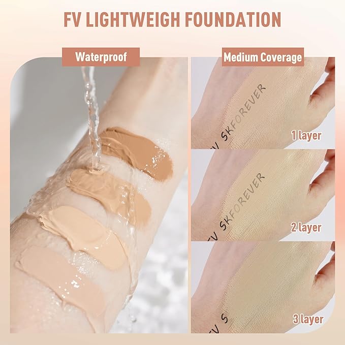 FV 2 Pack Dewy Liquid Foundation Makeup, Waterproof & Lightweight, Natural Finish with Medium Coverage,Hydrating Foundation for Dry and Normal Skin (Nourishing Classic Ivory)