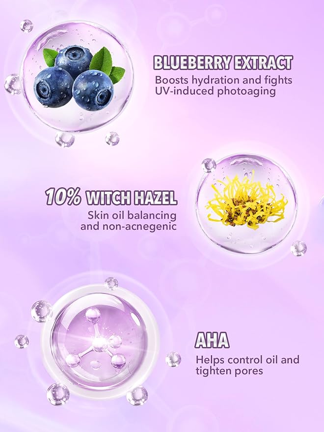 SHEGLAM Good Grip Hydrating Primer Oil Control Moisturizing Primer Gel Smooth Fine Lines Oil And Silicone-Free Face -Blueberry + Aha-Purple