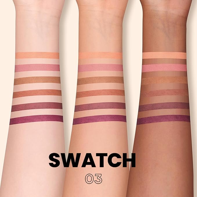 Pudaier 6Pcs Lip Liner Set, Nude-Pink Matte Series Lip Liner with 2 Sharpeners, Smooth & Longer-Lasting LipLiner for Women, High Pigmented Waterproof Lip Liner Pencil for Defining & Filling Lips