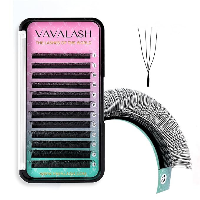 VAVALASH U 4D Lash Extensions D Curl 0.07mm 8-15mm Mix Tray 4D UU Lash Fans Eyelash Extension U Shaped Natural Wispy Volume Lashes Extension Soft Matte Black Lashes (U-4D-0.07-D-8-15mm)