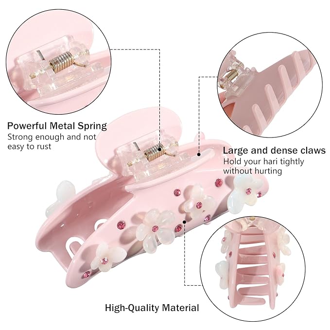 HAIMEIKANG 2 PCs Acrylic Bow Hair Claw Clips for Women - Cute Banana Non-Slip Strong Hold Barrettes Y2K Hair Clips for Thick Thin Hair