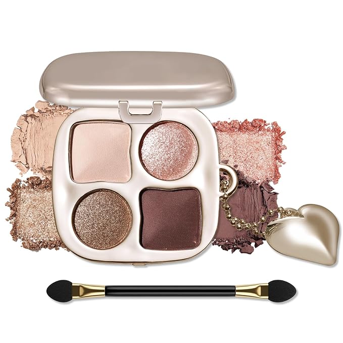 Erinde Warm Rose Gold Brown Eyeshadow Palette with Mirror, Matte & Shimmer High Pigment Eye Shadow, Blendable Long-Lasting Everyday Eye & Contour Makeup Palette, Perfect for Blue, Green & Brown Eyes