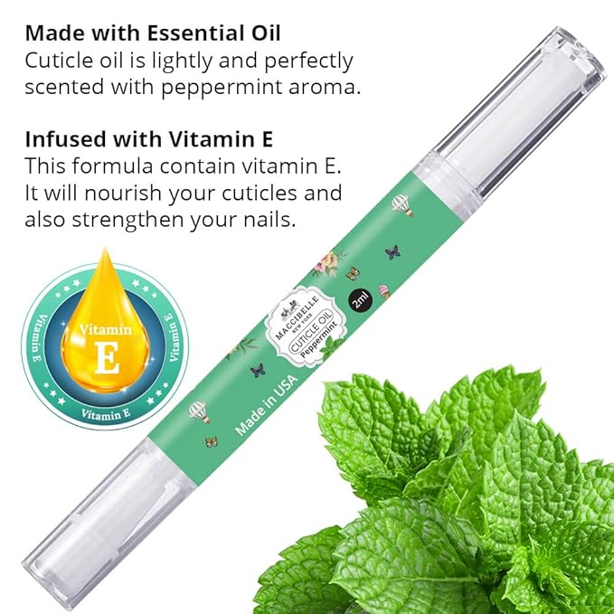 Pure Cuticle & Nail Oil Pen 2ml Heals Dry Cracked Cuticles (Peppermint)