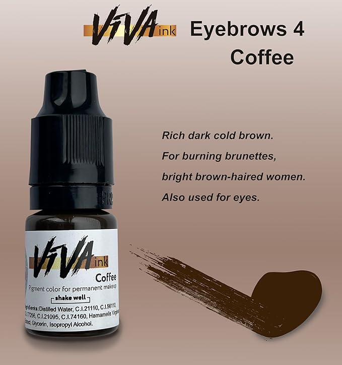 Eyebrow Permanent Makeup Ink – Coffee – Long Lasting Permanent Eyebrow Pigment for Microblading Saturated and Natural Colored Ink for Eyebrow Tattoo (0.2 oz)