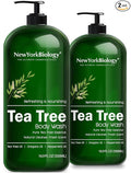 New York Biology Tea Tree Body Wash for Men and Women - Moisturizing Body Wash Helps Soothe the Skin - Refreshing and Hydrating Cleanser for Body and Feet - 16.9 Fl Oz (Pack of 2)
