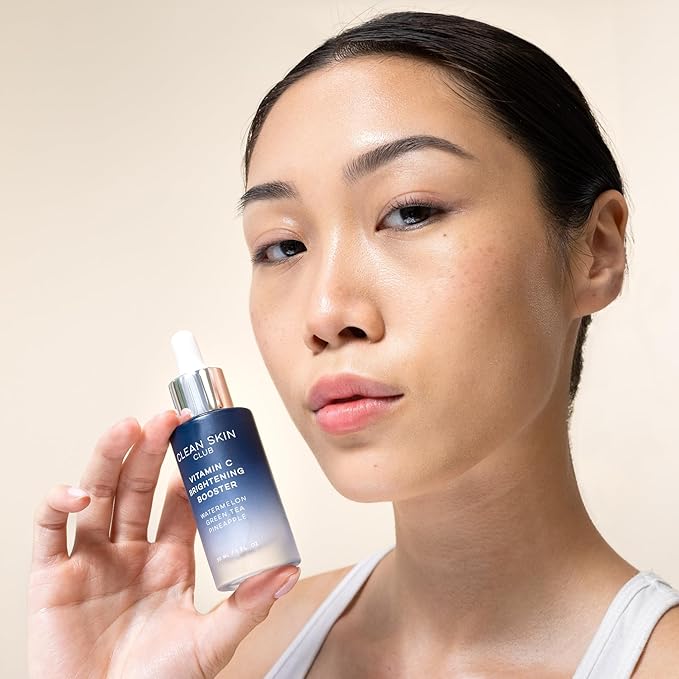 Clean Skin Club Vitamin C Serum & Brightening Booster, Vitamins A, E, D & K, Anti Aging Collagen Clear Facial Care, Glow, Scars, Sun Damage, Age