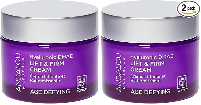 Andalou Naturals Hyaluronic DMAE Lift & Firm Skin Cream | Anti Aging Face Moisturizer With Hyaluronic Acid |Helps Reduce Fine Lines & Wrinkles | 1.7 oz,(Pack of 2)