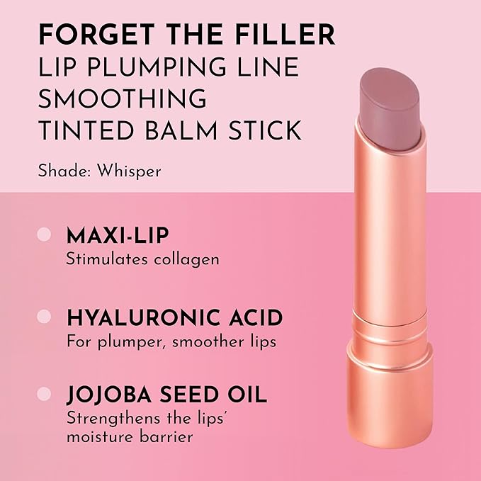 LAWLESS Women's Forget the Filler Lip Plumping Line Smoothing Tinted Balm, Whisper, 0.09 Ounce